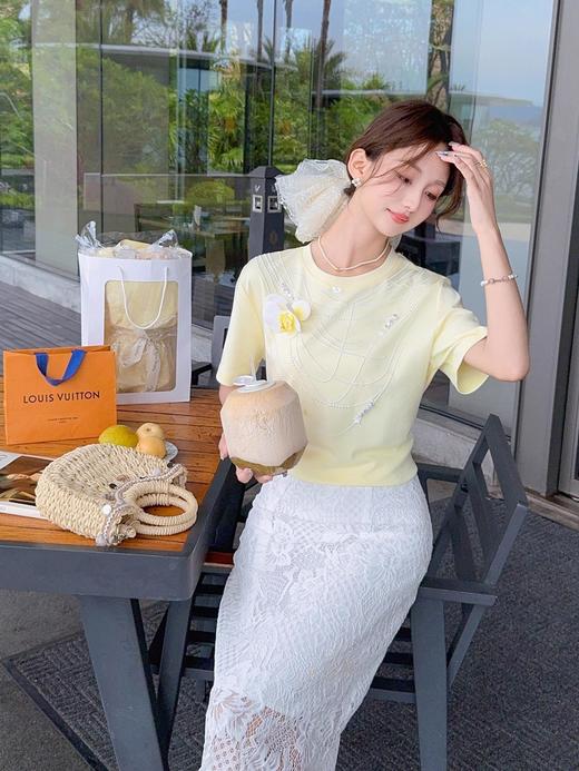 张心子【初夏生花】烫钻项链短袖T恤 U2504089 商品图10