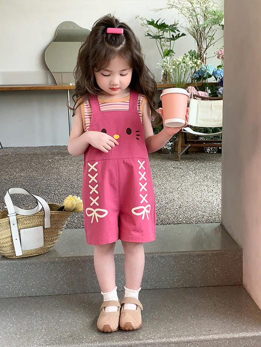 【YW】无忧购儿童装彩条背带短裤套装KT D223-5（截单后3-5天发货) 商品图4