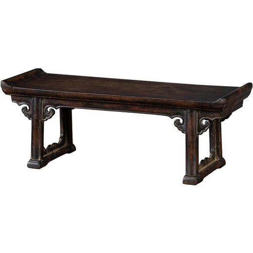 清	黄花梨夹头榫如意云纹一块玉翘头案中案摆件 商品图5