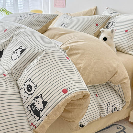 自然醒居家全棉ins风床上四件套北欧纯棉100简约床品男床单人被套床笠宿舍三件套NH150 商品图10