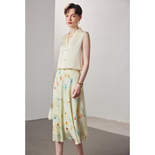 「自」全新升级【铂金会员367/天猫489/差价122】(02018)洛诗琳真丝印花半裙2025夏季百搭双绉印花桑蚕丝半身裙女 商品图1