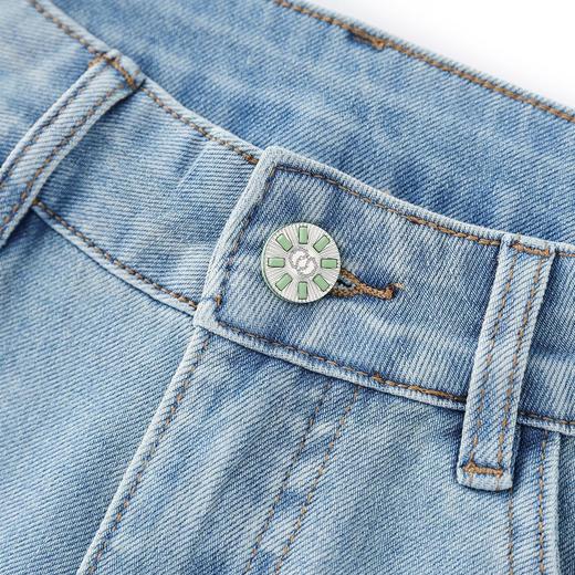 「高货wl」全新升级【铂金会员247/天猫329/差价82】(95125)洛诗琳重工钉珠烫钻牛仔裤2025小个子夏季薄款显瘦微喇裤 商品图2