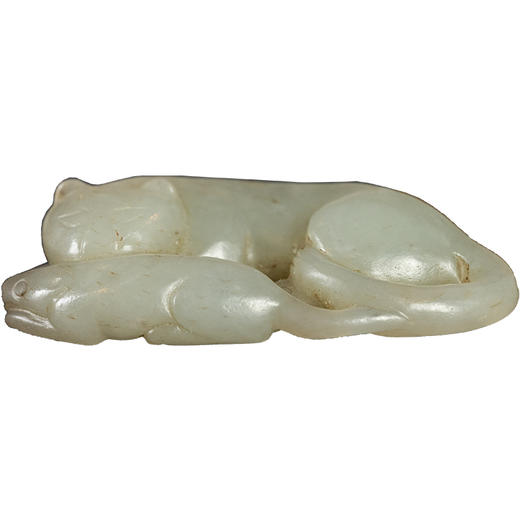 清	玉雕猫衔鼠挂件 商品图5