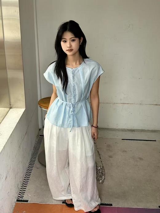 6101韩系一排扣苎麻上衣 商品图3