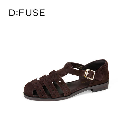 Dfuse迪芙斯2025夏季新款布洛克雕花凉鞋复古编织罗马鞋包头猪笼鞋DFD2115041 商品图6