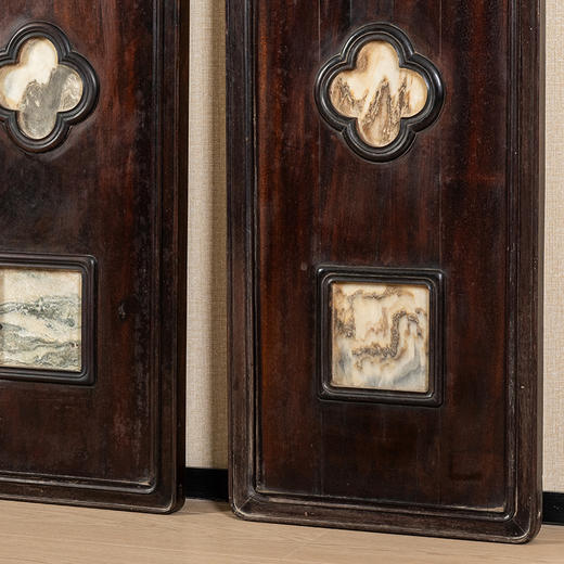 清中期	红木嵌云石挂屏（一对） 商品图3