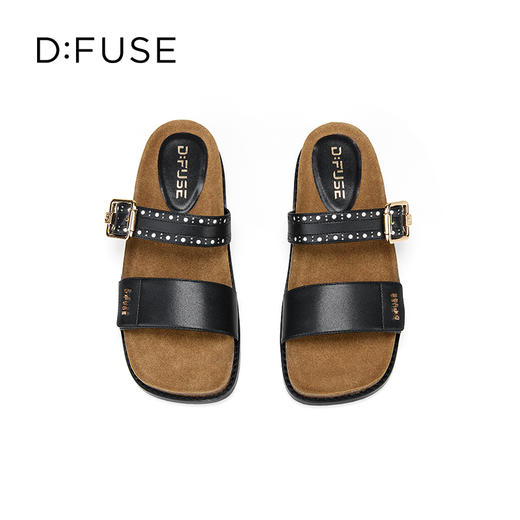 Dfuse迪芙斯2025夏季新款复古拖鞋布洛克勃肯鞋双条带凉拖女鞋DFD2110055 商品图14