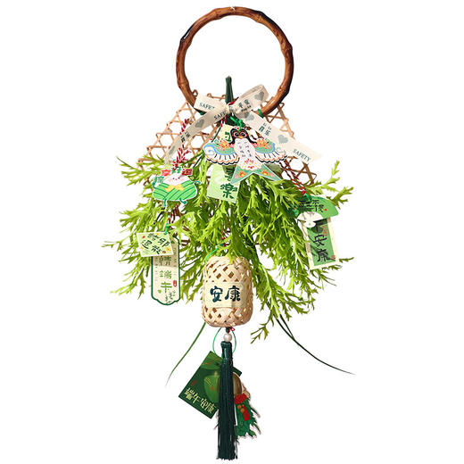 【赠半干鲜艾草】端午节装饰diy手工艾草花束 挂门材料包大门挂件 赠挂钩 商品图4
