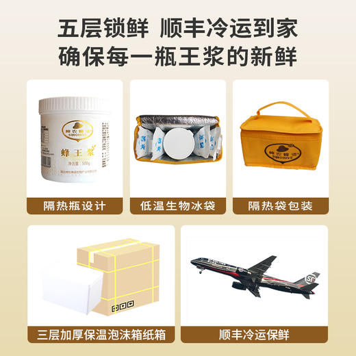 健康营养 蜂王浆500克罐装 三层加厚保温泡沫箱纸箱 顺丰冷运保鲜 商品图4