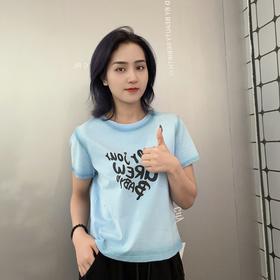 MC圆领撞色描边短袖T恤50327（蓝）夏季252130040321