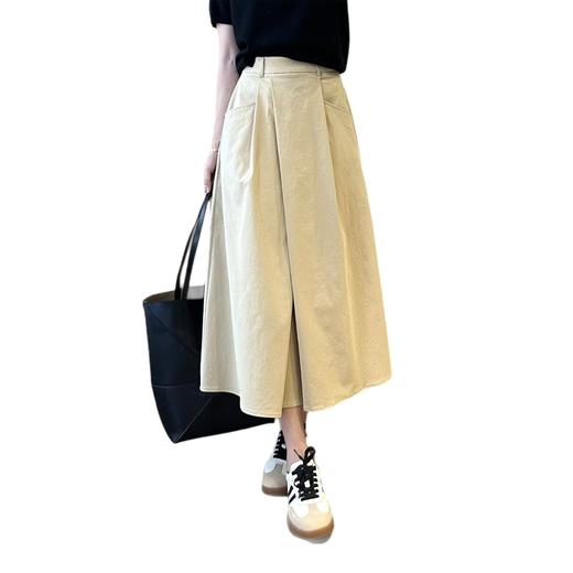 超态棉！科技抗皱立裁折纸高腰A字工装！中长款不规则半裙女春款！ 商品图4