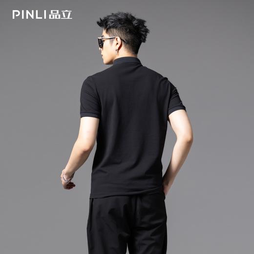 PINLI品立2025夏季新款商务休闲短袖POLO衫贴布绣翻领修身男上衣BG252112080 商品图2