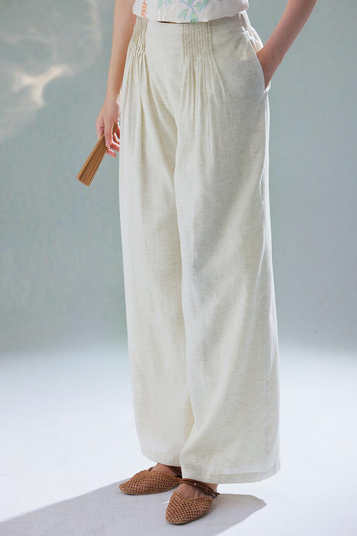 逸红颜明月优选#天然棉麻裤「松弛裤」原生棉麻显瘦叠褶，保留夏日的每一份松弛感 商品图7