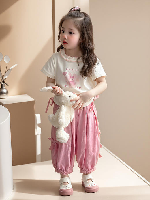 【YW】无忧购儿童装夏季两件套卡通兔子套装D222-1(截单后3-5天发货) 商品图0