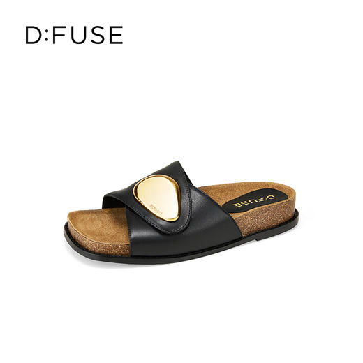 Dfuse迪芙斯2025夏季新款复古拖鞋金属扣一字带勃肯鞋凉拖女鞋DFD2110056 商品图10