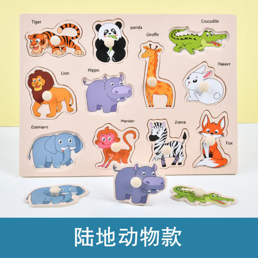 【趣味主题手抓板，早教启蒙认知板】儿童手抓板早教 开发智力抓板 数字字母水果 动物蔬菜拼图拼板-QQ 商品图7