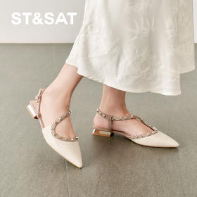 【铆钉系列】星期六时尚尖头中后空凉鞋SSD1114225