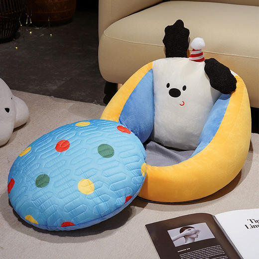 【多巴胺翘耳小狗蒲团坐垫】冰丝懒人小沙发蒲团坐垫家用地上榻榻米坐墩靠背一体加厚屁垫夏季。ry 商品图2