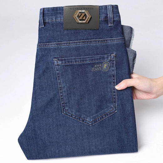 半身缘男裤 夏季舒适薄款宽松弹力商务直筒牛仔裤252101B10103763 商品图5