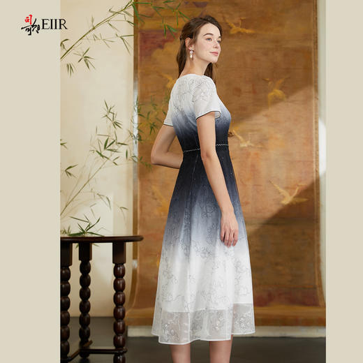 司歌蕾丝渐变连衣裙中长短袖裙A911018X 商品图2