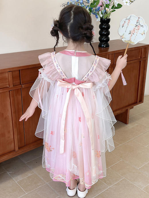 【YW】无忧购儿童装长款汉服连衣裙国风网纱公主裙CQL（截单后3-5天发货) 商品图3