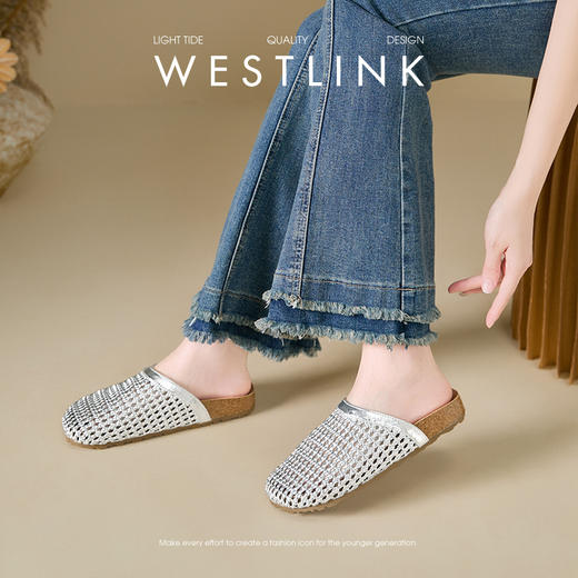 西遇包头半拖鞋女夏季外穿新款镂空网面勃肯鞋一脚蹬凉拖鞋V1156801 商品图2
