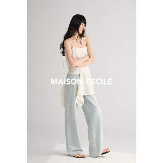 MAISON CECILE 两色/夏日清新条纹设计感扭结两穿吊带背心上衣 商品图3