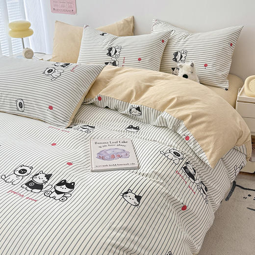 自然醒居家全棉ins风床上四件套北欧纯棉100简约床品男床单人被套床笠宿舍三件套NH150 商品图5
