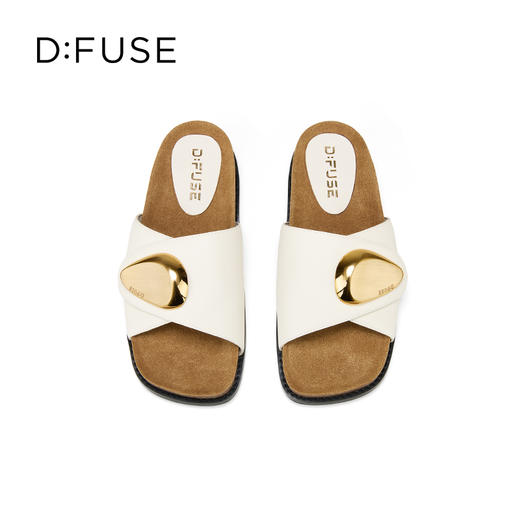 Dfuse迪芙斯2025夏季新款复古拖鞋金属扣一字带勃肯鞋凉拖女鞋DFD2110056 商品图6