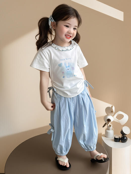 【YW】无忧购儿童装夏季两件套卡通兔子套装D222-1(截单后3-5天发货) 商品图1