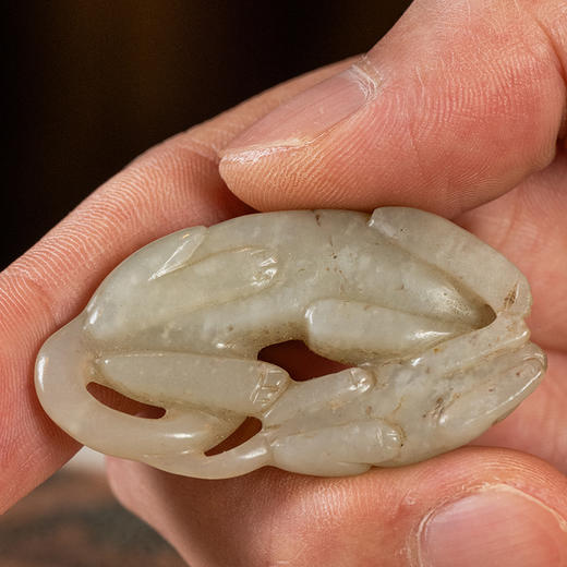 清	玉雕猫衔鼠挂件 商品图3