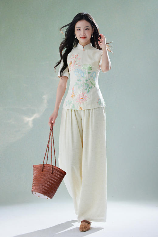 逸红颜明月优选#天然棉麻裤「松弛裤」原生棉麻显瘦叠褶，保留夏日的每一份松弛感 商品图3