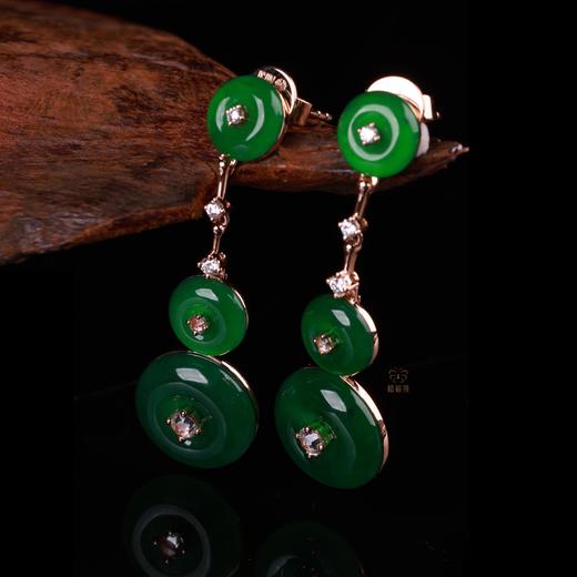 【事事圆满】满绿翡翠耳坠大EZ12504016W 商品图2