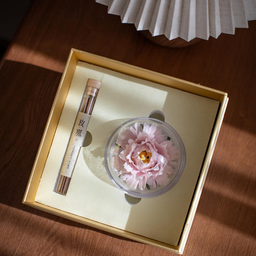 【了不起的匠人出品】德化白瓷手捏瓷花线香礼盒 牡丹香插摆件 陶瓷花居家装饰摆件 商品图1