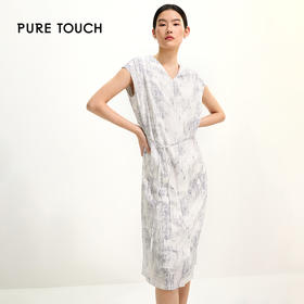 PURE TOUCH灰白渐变印花无袖系带连衣裙 1349252132