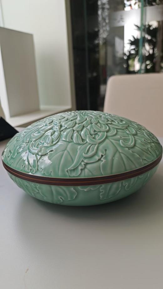 菊花帝玺印泥盒（淡梅子青） 商品图0