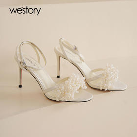 Westory2025年夏季高跟圆头珍珠凉鞋W25BG62771
