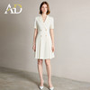 AD女士夏季连衣裙2025新款金属双排扣米色短袖西装裙 商品缩略图1