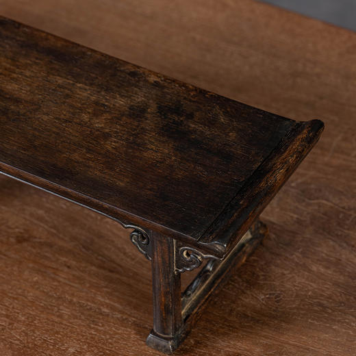 清	黄花梨夹头榫如意云纹一块玉翘头案中案摆件 商品图4