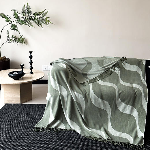 自然醒百搭时尚沙发毯样板间搭毯床尾毯航空流苏毯卧室披肩毯办公室午睡毯轻奢高级感百搭盖毯MT 商品图7