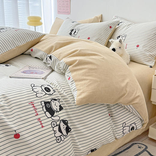自然醒居家全棉ins风床上四件套北欧纯棉100简约床品男床单人被套床笠宿舍三件套NH150 商品图4