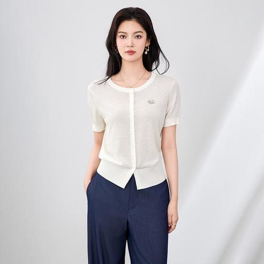 「高货wl」全新升级【铂金会员174/天猫229/差价55】(00253)洛诗琳兰精天丝亚麻针织T恤2025夏季薄款冰丝凉感开衫上衣 商品图1