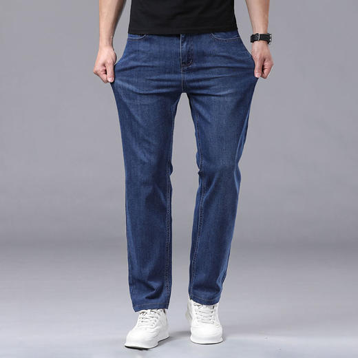 半身缘男裤 夏季舒适薄款宽松弹力商务直筒牛仔裤252101B10103763 商品图2