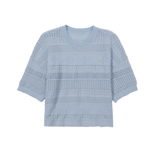 谜底针织衫短袖女2025夏季新品复古文艺宽松H型中长毛衣252MZ0944 商品图4