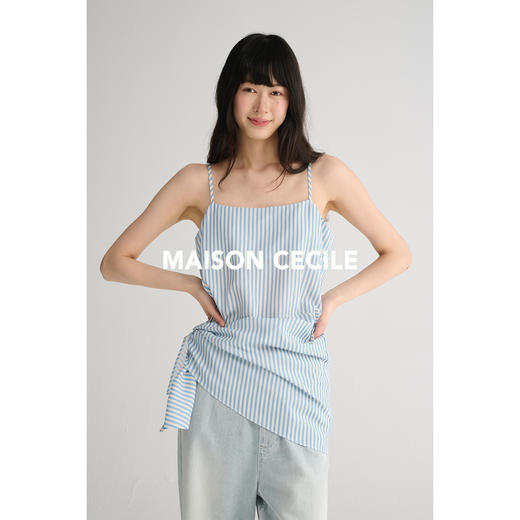 MAISON CECILE 两色/夏日清新条纹设计感扭结两穿吊带背心上衣 商品图1