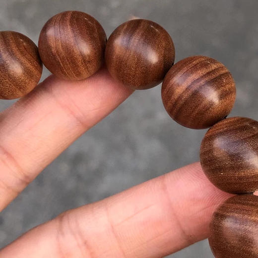 【青山特惠】1.5*15颗 焦糖味 正区黑肉级老山檀虎皮纹手串 L35 商品图4