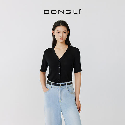 东黎 • 岛屿假日—纤羽 桑蚕丝山羊绒女士春夏开衫V领 2039 商品图4