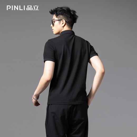 PINLI品立2025夏季新款蝴蝶烫钻修身POLO衫男士商务休闲短袖上衣BG252112090 商品图2