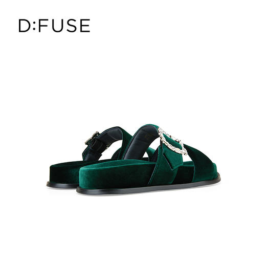 Dfuse迪芙斯2025夏季新款丝绒钻扣拖鞋厚底外穿博肯鞋凉拖DFD2110130 商品图8