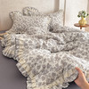 自然醒A类双层纱撞色蕾丝花边四件套法式全棉公主风碎花床上被套床单床品三件套JY 商品缩略图10